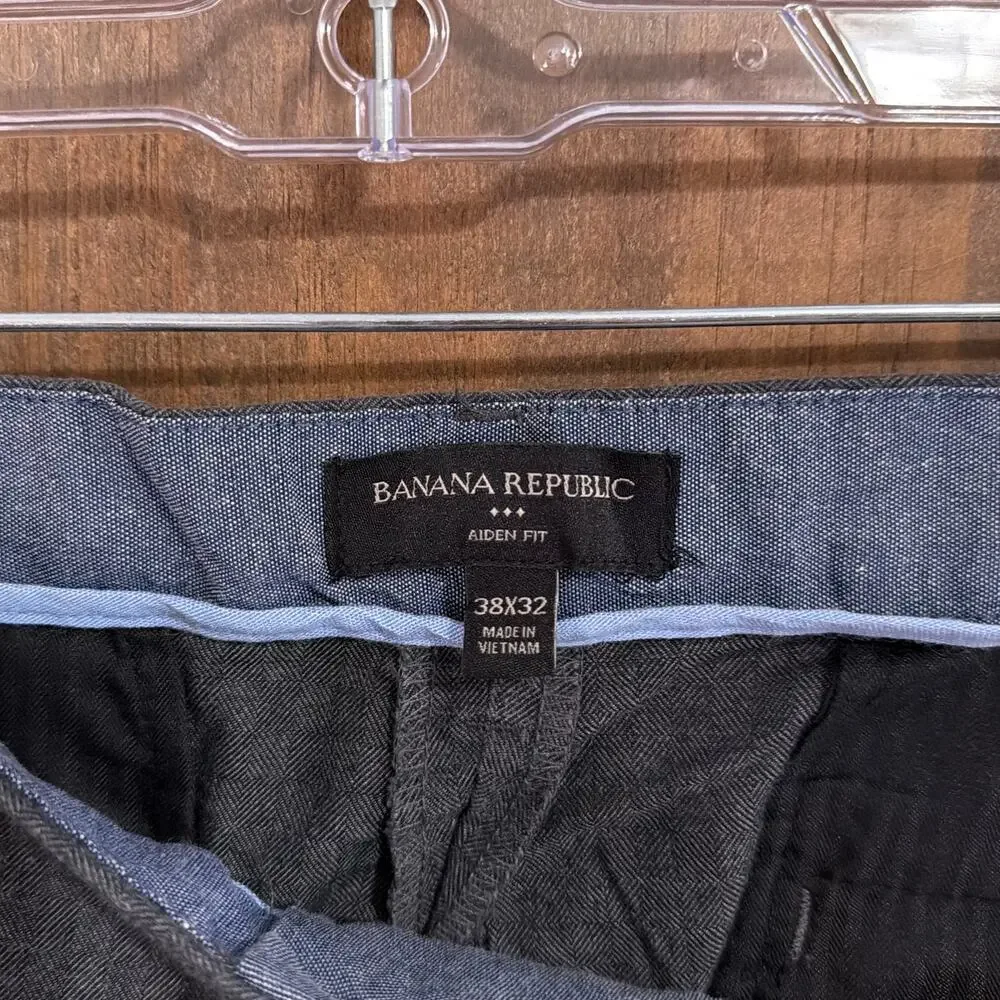 Banana Republic Mens Pants Gray Aiden Fit Corpcore Casual Wear 38x32
